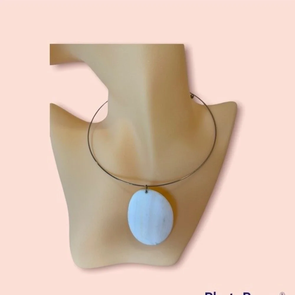 Genuine Mother of Pearl Silver Choker With Comfortable 17.5” Circumference.